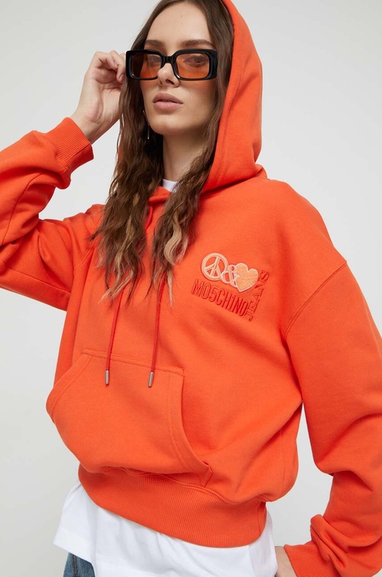 Βαμβακερή μπλούζα Moschino Jeans πορτοκαλί 1717.8757
