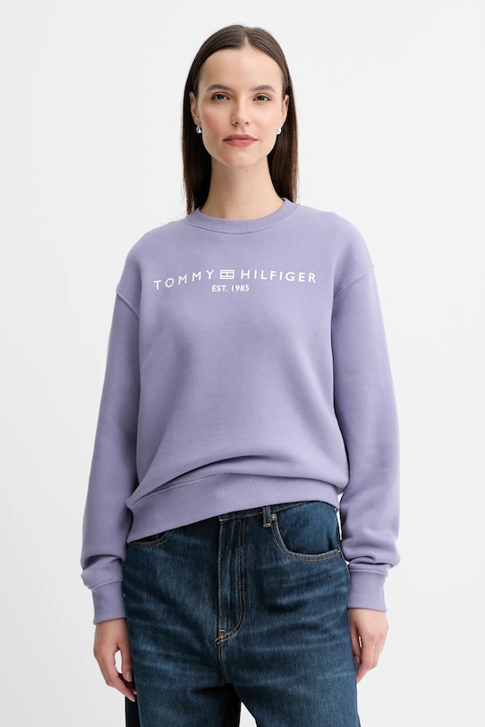 Μπλούζα Tommy Hilfiger στάμπα μωβ WW0WW39791