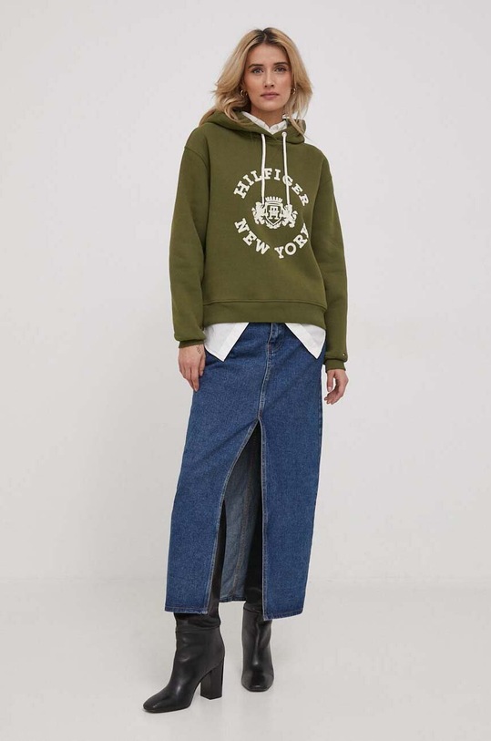 Mikina Tommy Hilfiger WW0WW39800 zelená AW23