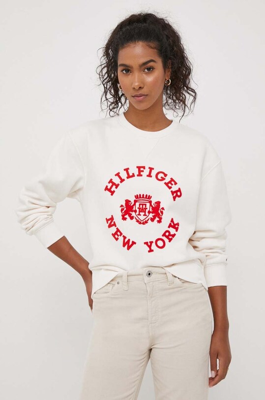 Μπλούζα Tommy Hilfiger απλικέ μπεζ WW0WW39805