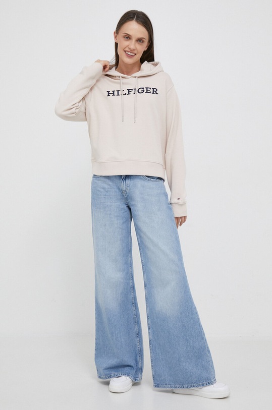 Tommy Hilfiger bluza bawełniana WW0WW40296 beżowy AW23