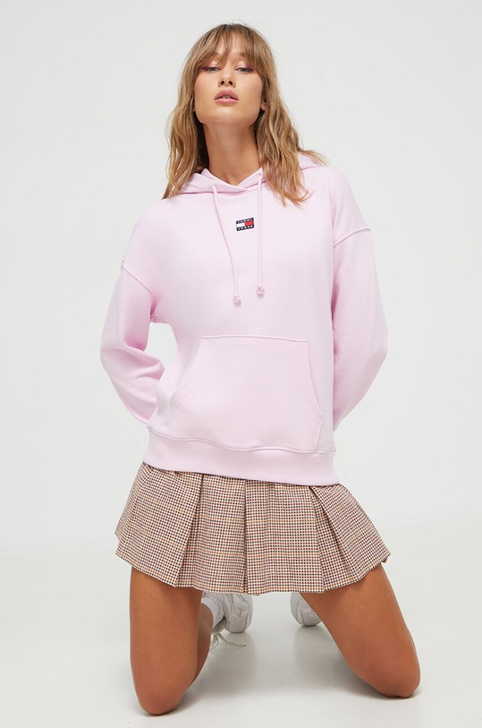 Βαμβακερή μπλούζα Tommy Jeans βαμβάκι ροζ DW0DW15411