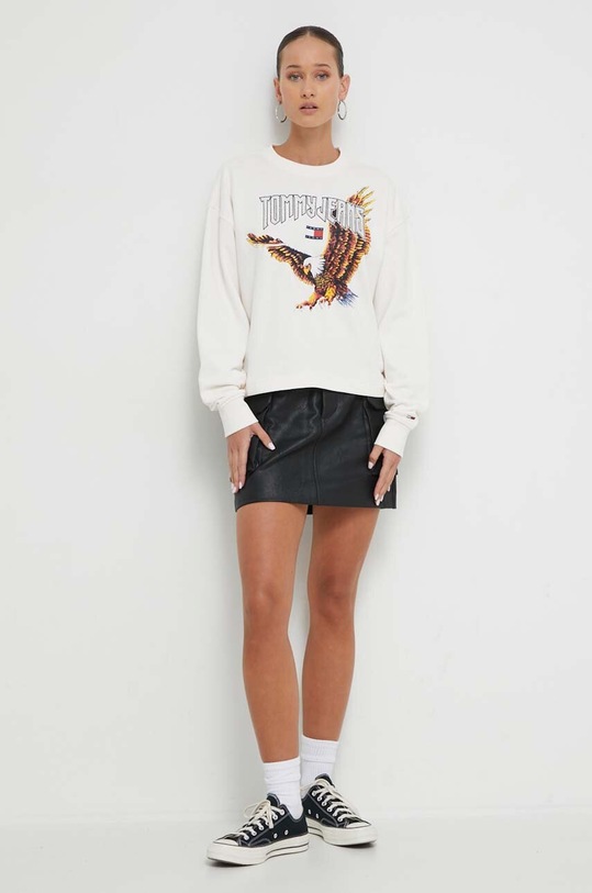 Bavlněná mikina Tommy Jeans DW0DW16415 béžová AW23