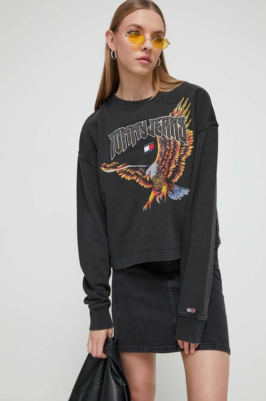 Tommy Jeans bluza bawełniana nadruk szary DW0DW16415