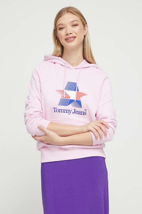 Tommy Jeans bluza bawełniana nadruk różowy DW0DW17690