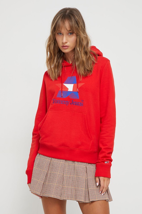 Tommy Jeans bluza bawełniana nadruk czerwony DW0DW17690