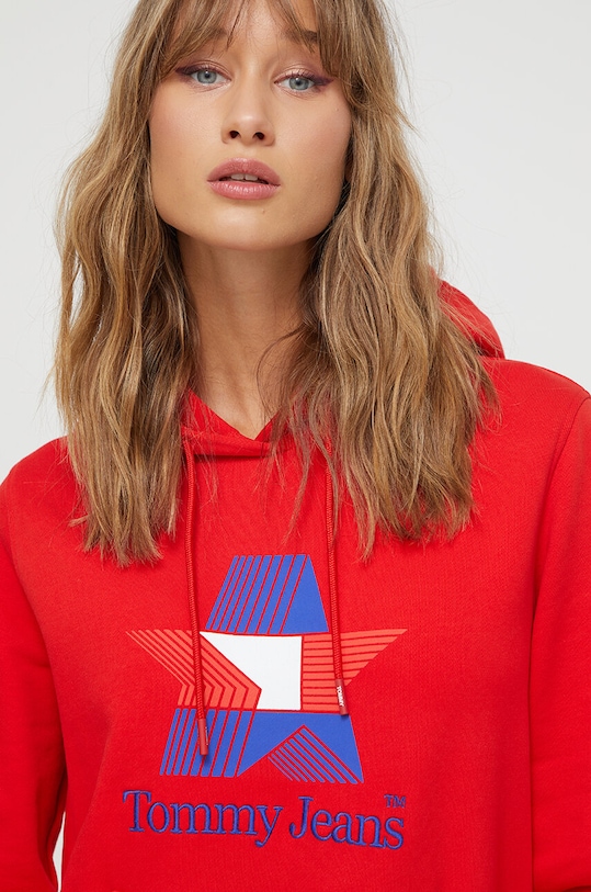Tommy Jeans bluza bawełniana czerwony DW0DW17690
