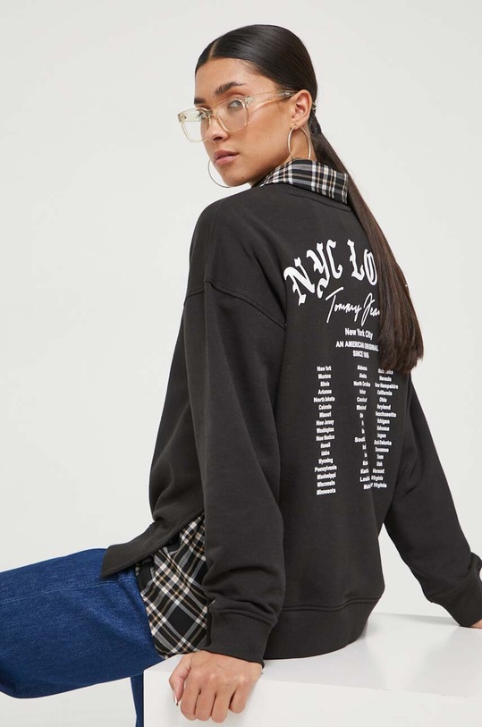 Tommy Jeans bluza imprimeu negru DW0DW16401