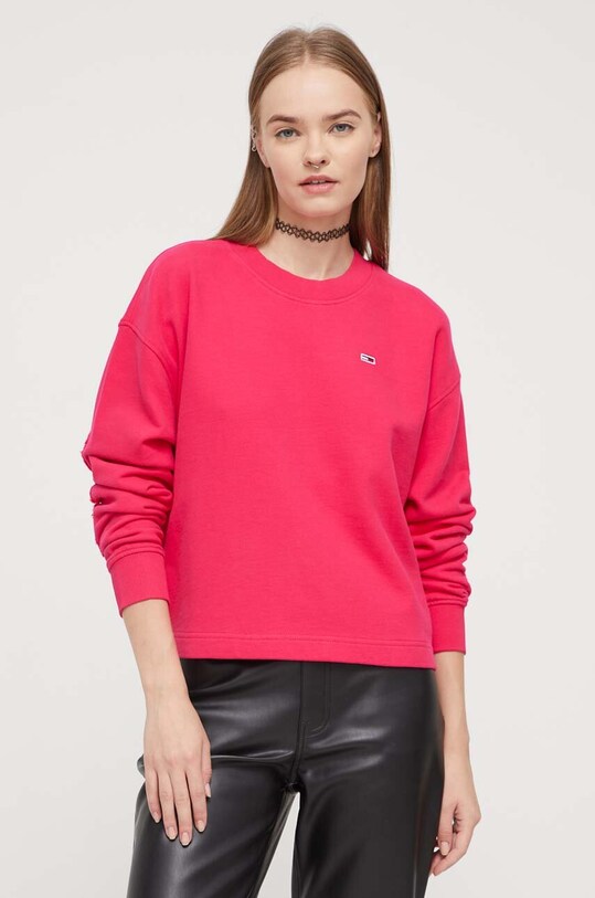 Bavlněná mikina Tommy Jeans bez kapuce modrá DW0DW16402