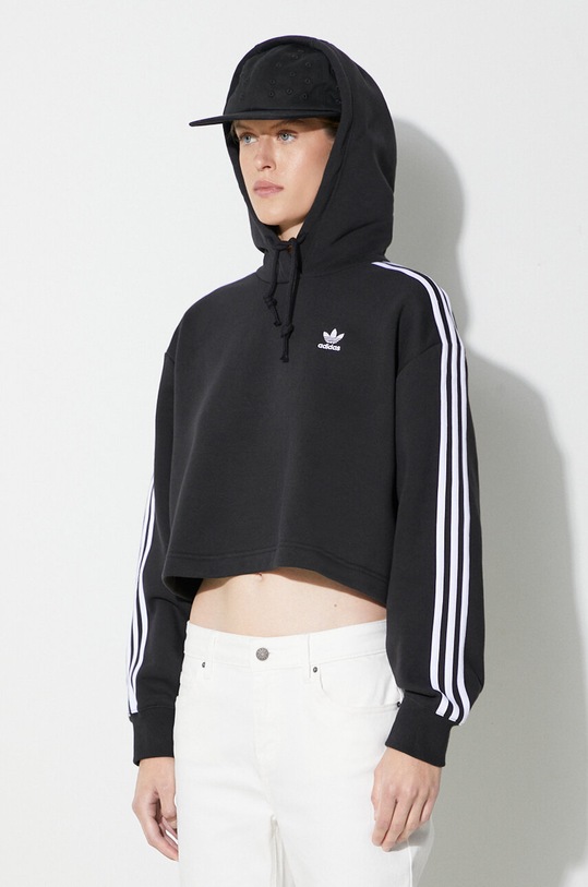 Mikina adidas Originals Adicolor Classics Crop Hoodie černá IB7388