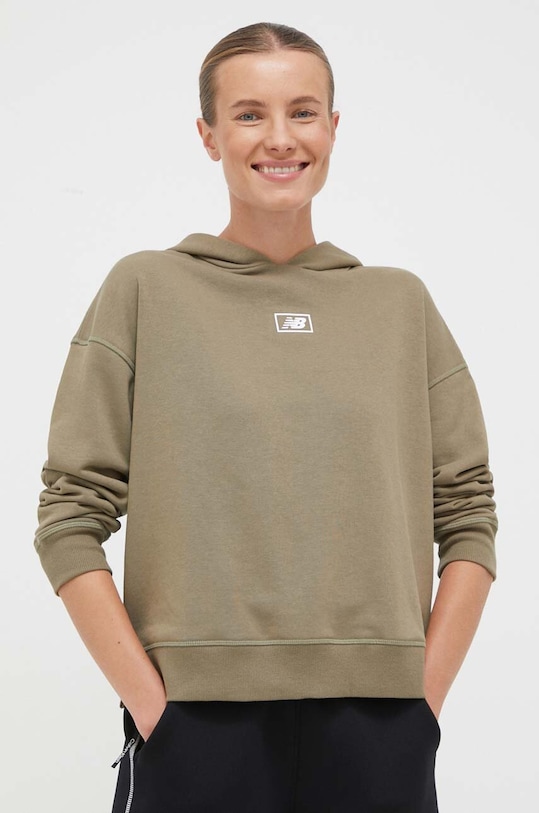 Mikina New Balance s kapucňou zelená WT33512CGN