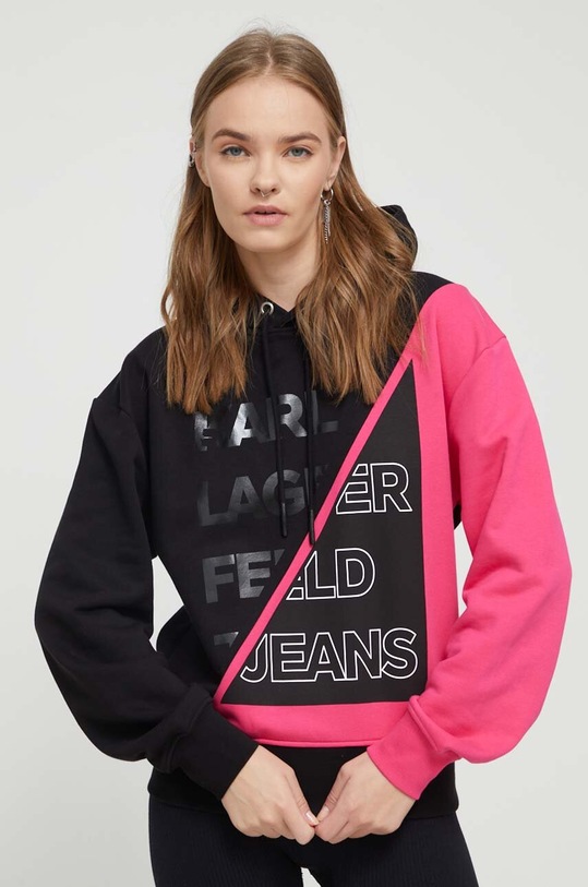Karl Lagerfeld Jeans bluza z kapturem czarny 236J1851
