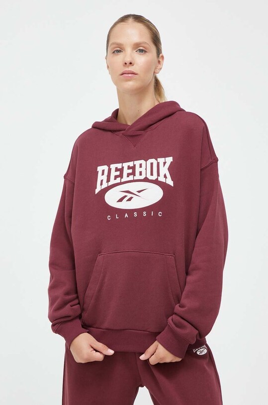 Reebok Classic hanorac de bumbac imprimeu burgundia 100030860