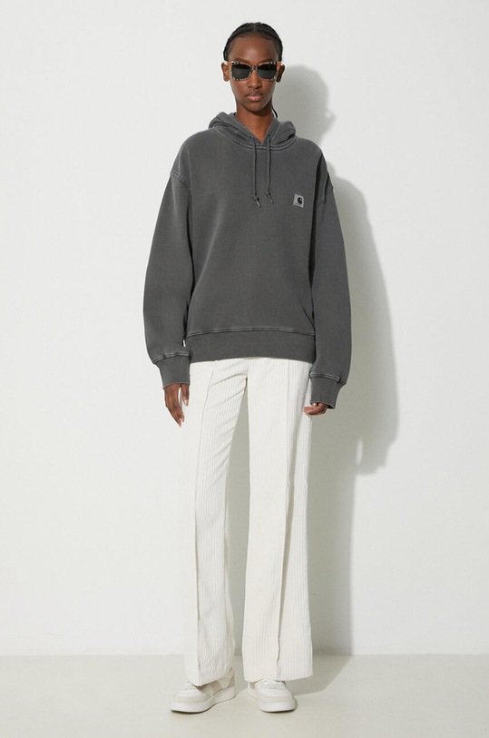 Carhartt WIP bluza bawełniana Hooded Nelson Sweatshirt I032741.89GD czarny AW25