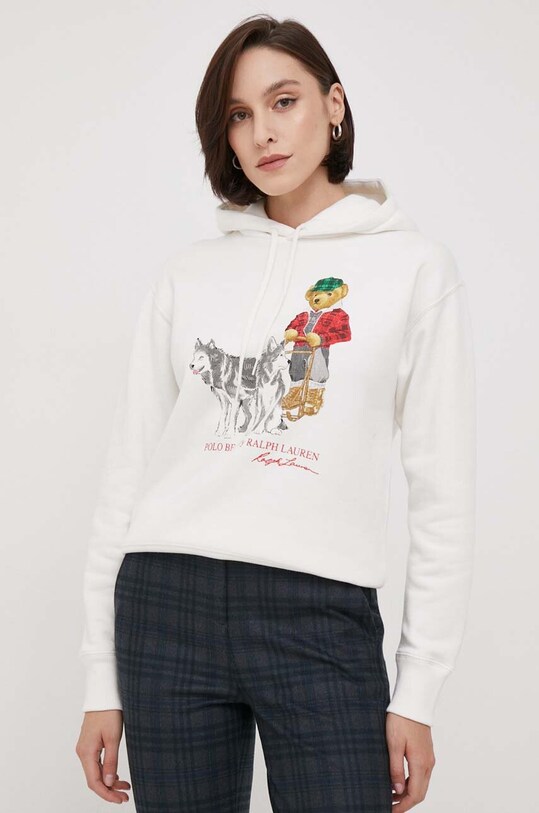 Mikina Polo Ralph Lauren s kapucí bílá 211916108