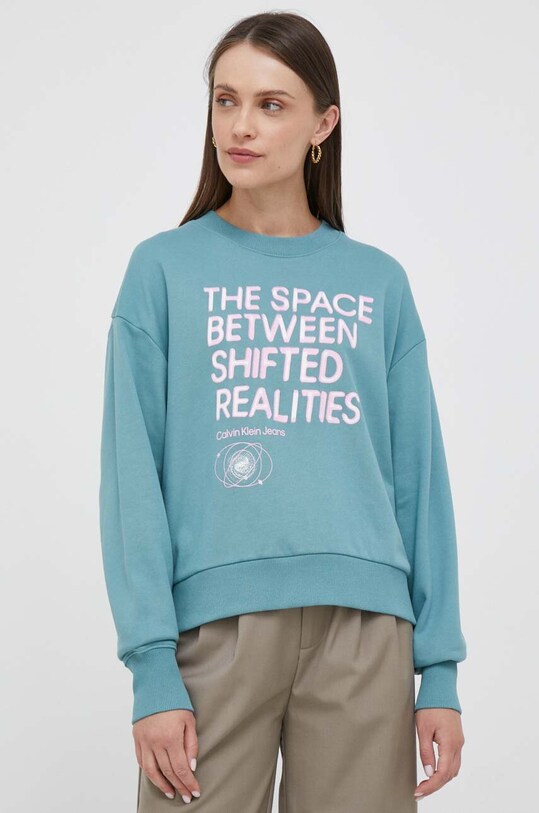 Calvin Klein Jeans felpa in cotone verde J20J221943