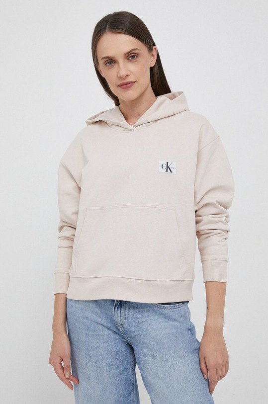 Bavlnená mikina Calvin Klein Jeans béžová J20J222732