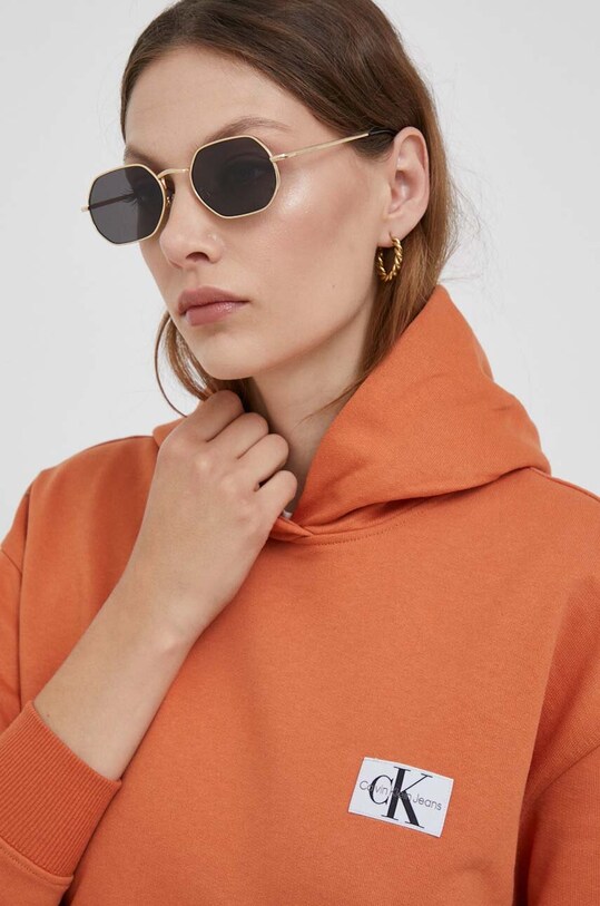 Bavlnená mikina Calvin Klein Jeans oranžová J20J222732