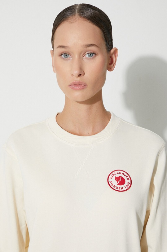 Памучен суичър Fjallraven 1960 Logo F87230.113 бежов