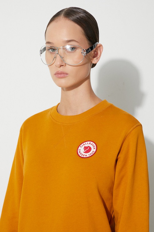 Памучен суичър Fjallraven 1960 Logo F87230.166 жълт