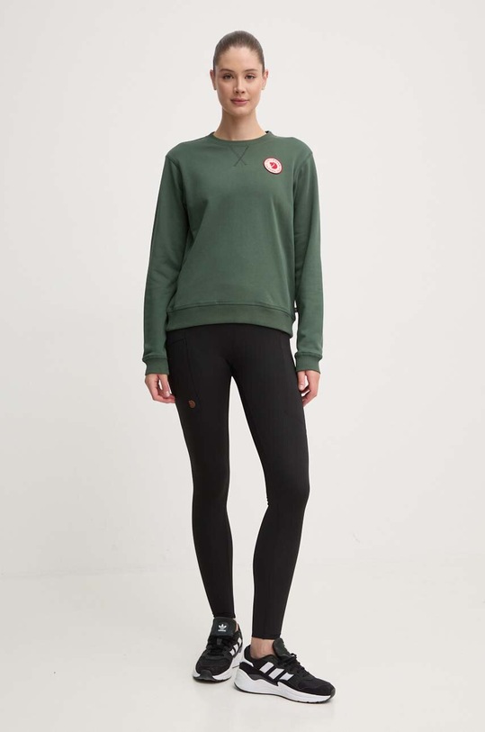 Pamučna dukserica Fjallraven 1960 Logo Badge Sweater F87230.679 zelena SS24