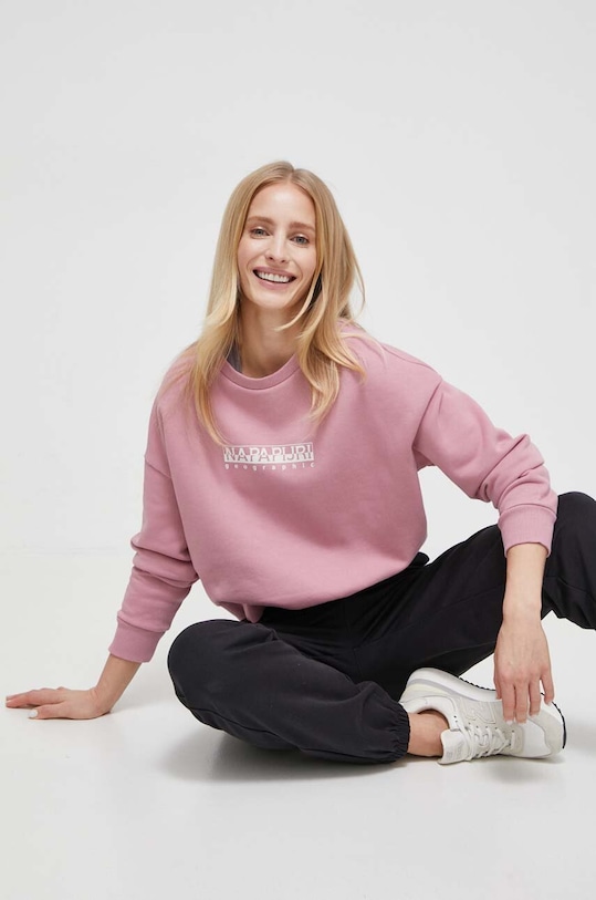 Mikina Napapijri B-BOX W C S bez kapuce růžová NP0A4GXTP871