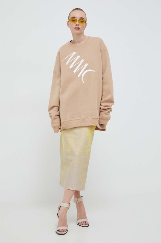 Pamučna dukserica MMC STUDIO natpis bež SWEATSHIRT.LABEL