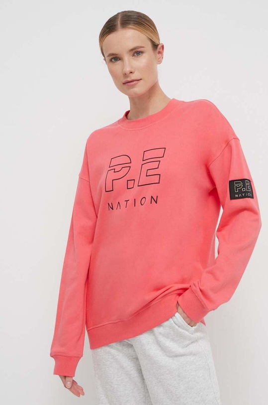 P.E Nation bluza bawełniana nadruk różowy 234F040