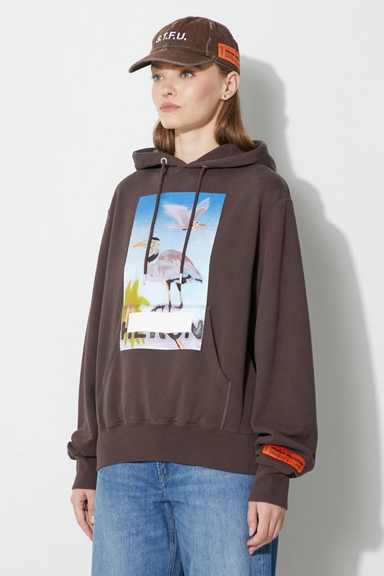 Bavlnená mikina Heron Preston Censored Hoodie hnedá HWBB024F23JER0036037