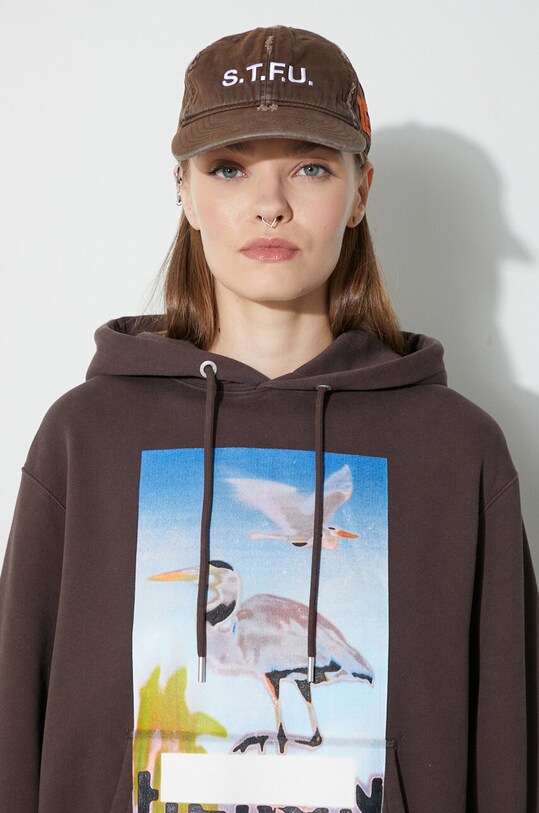 Pamučna dukserica Heron Preston Censored Hoodie HWBB024F23JER0036037 smeđa