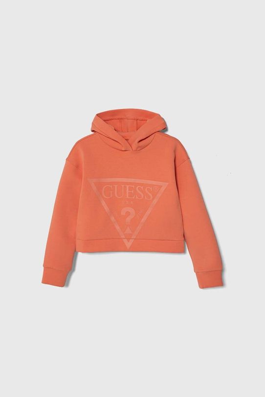 Dječja dukserica Guess s kapuljačom narančasta J2BQ35.FL03S.9BYX