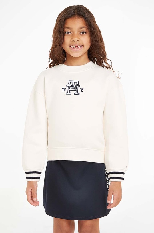 Dětská mikina Tommy Hilfiger bez kapuce bílá KG0KG07372.128.176.9BYX