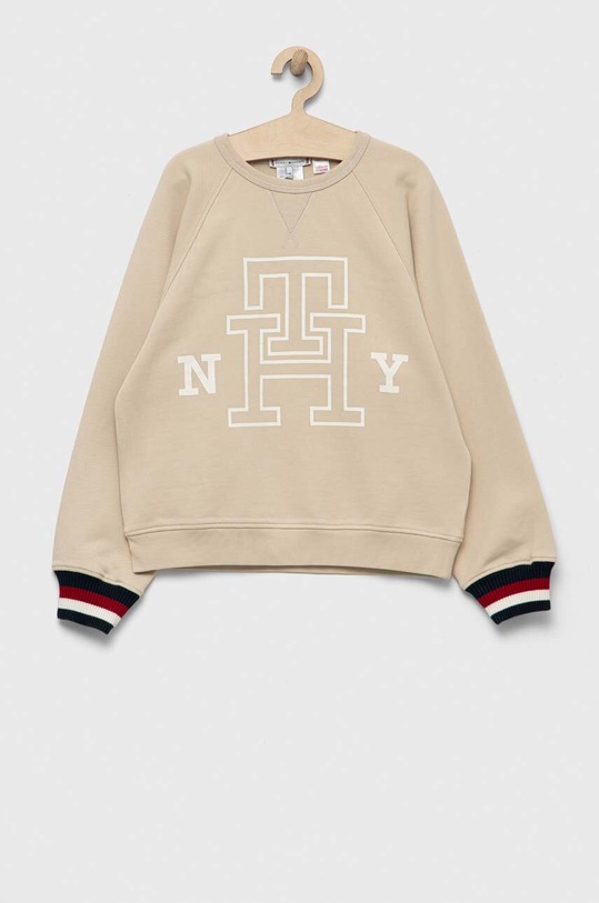 Detská bavlnená mikina Tommy Hilfiger bavlna béžová KS0KS00496.9BYX