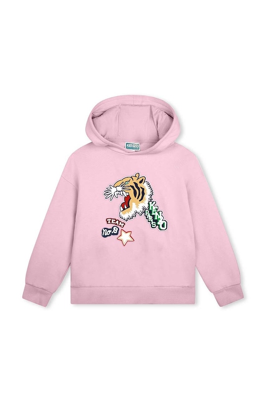 Dětská bavlněná mikina Kenzo Kids s kapucí růžová K15693.86.108