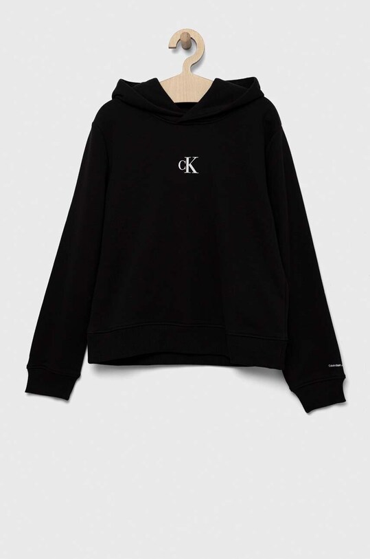 Detská mikina Calvin Klein Jeans s kapucňou čierna IG0IG02139.9BYX