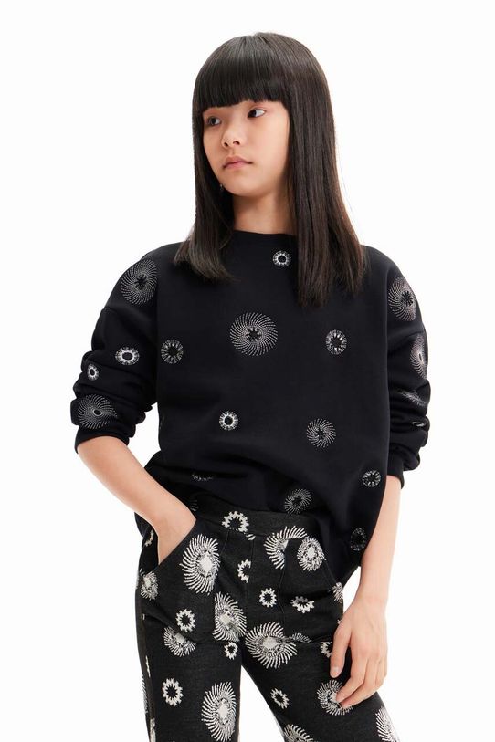 Desigual bluza bawełniana dziecięca aplikacja czarny 23WGSK06