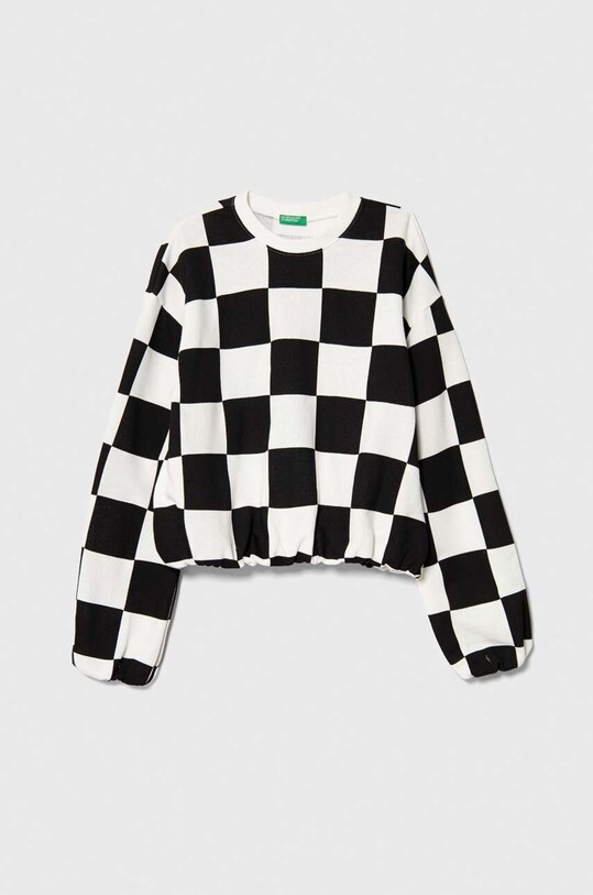 United Colors of Benetton hanorac de bumbac pentru copii cu modele negru 3IKAC10FC.G.SEASONAL