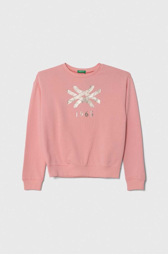 United Colors of Benetton bluza bawełniana dziecięca nadruk różowy 3J68C10D0.G.SEASONAL