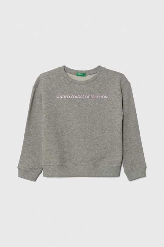 Dětská bavlněná mikina United Colors of Benetton bez kapuce šedá 3J68C10D0.G.SEASONAL