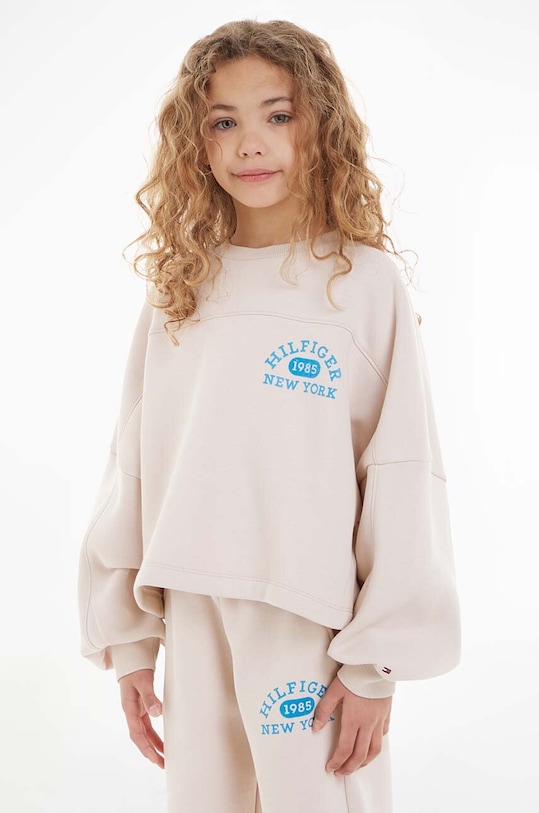 Dětská mikina Tommy Hilfiger bez kapuce béžová KG0KG07588.128.176.9BYX