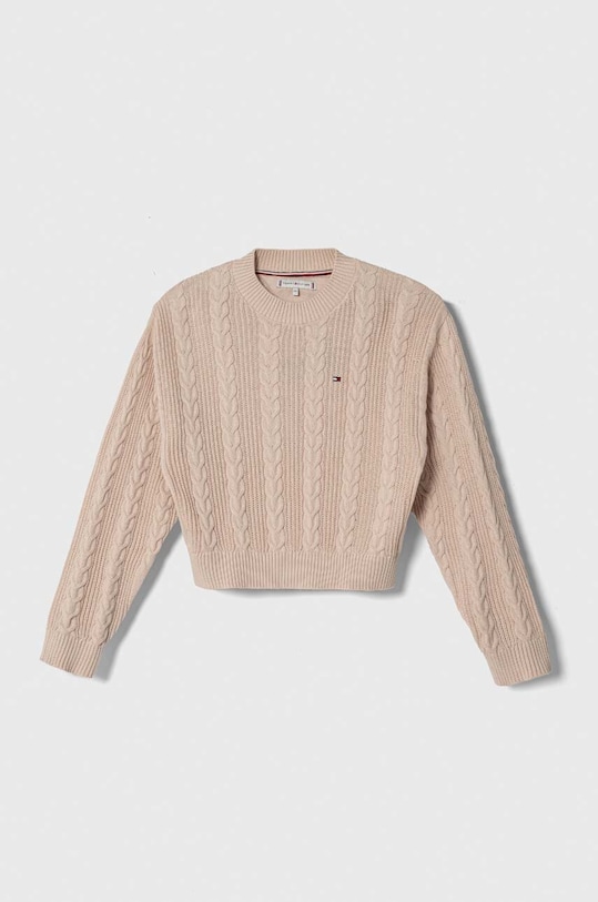 Παιδικό βαμβακερό πουλόβερ Tommy Hilfiger άλλο μπεζ KG0KG07629.128.176.9BYX