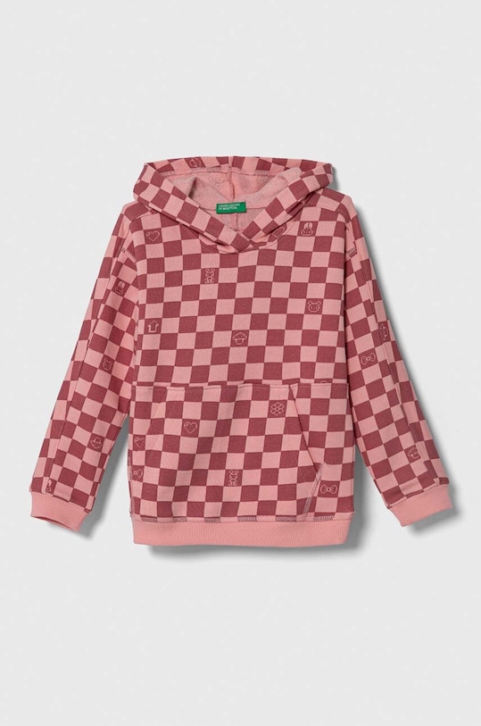 United Colors of Benetton bluza bawełniana dziecięca z kapturem różowy 3ZFFG200F.P.SEASONAL