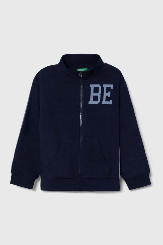 Detská mikina United Colors of Benetton bez kapucne tmavomodrá 32N4C502R.G.SEASONAL