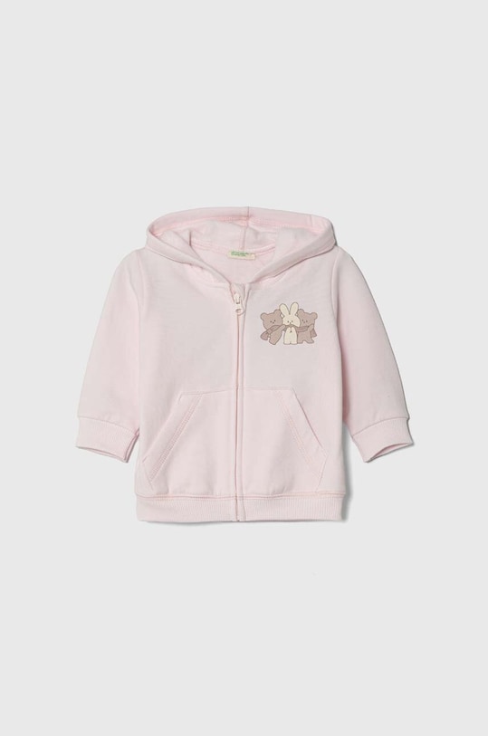 Μπλούζα μωρού United Colors of Benetton με κουκούλα ροζ 35Q2A500X.G.W.SEASONAL