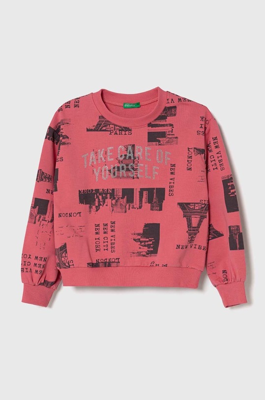 Dětská mikina United Colors of Benetton bez kapuce růžová 321VC10GK.G.SEASONAL