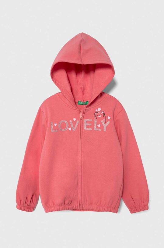 Дитяча кофта United Colors of Benetton з капюшоном рожевий 35Q2G502P.P.SEASONAL