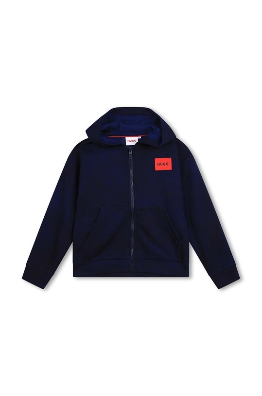 HUGO bluza bawełniana dziecięca z kapturem granatowy G25161.162.174