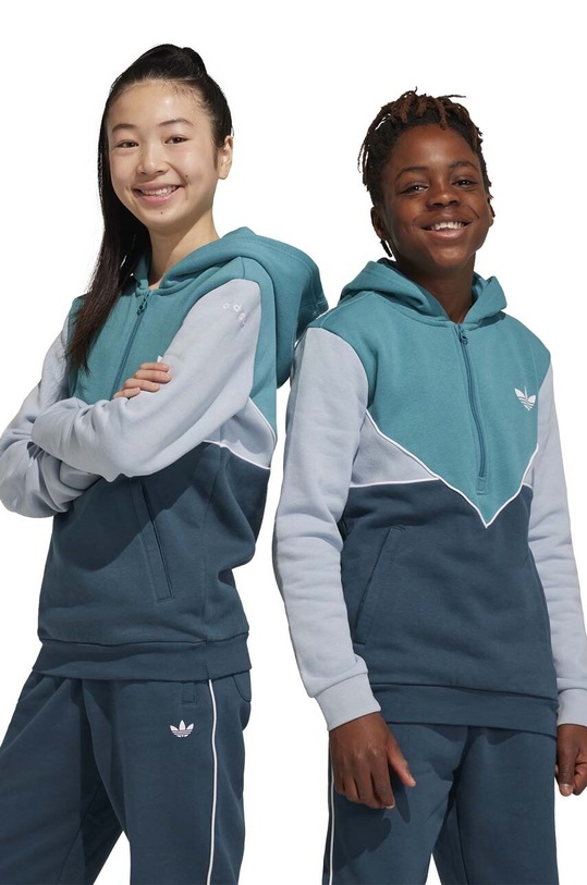 adidas Originals bluza dziecięca z kapturem turkusowy IJ5381