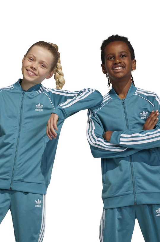 Detská mikina adidas Originals bez kapucne tyrkysová IJ7285