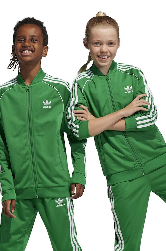 Detská mikina adidas Originals bez kapucne zelená IN4744